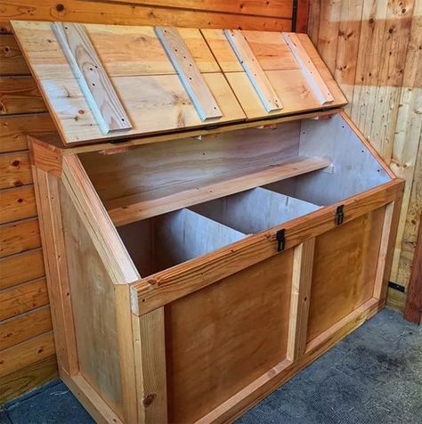 Horse Feed Storage, Horse Feed Room, Tack Room Organization, Feed Room, Small Horse Barns, Horse Tack Rooms, Horse Ownership, Horse Farm Ideas, Barn Hacks