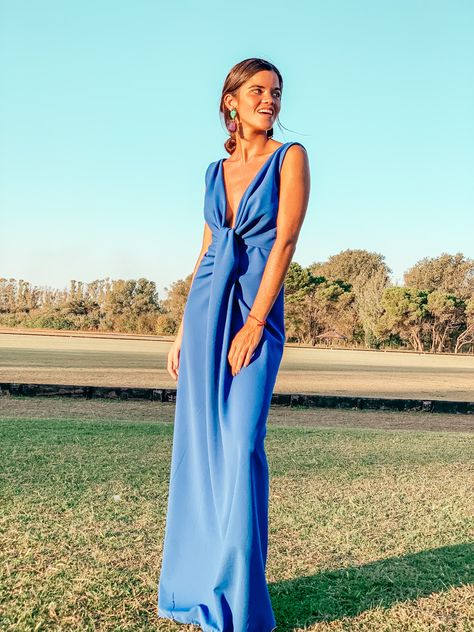 Blue dress wedding summer day outfit style Bright Blue Wedding Dress, Black Tie Blue Dress, Black Tie Wedding Guest Dress Blue, Bright Blue Dress Outfit, Zara Wedding Guest Dress, Summer Black Tie Dress, Greek Wedding Guest Outfit, Blue Wedding Dress Guest, Spring Black Tie Wedding Guest Dress