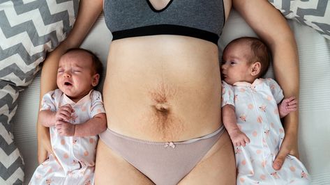 Your postpartum recovery may take longer after having twins and multiples, but you will heal. Learn more about how multiples affect your body and how to manage. Cesarean Recovery, Maternity Pads, Birth Recovery, Abdominal Binder, Tight Hip Flexors, Pregnancy Hormones, Postpartum Belly, Reusable Nappies, Postpartum Body