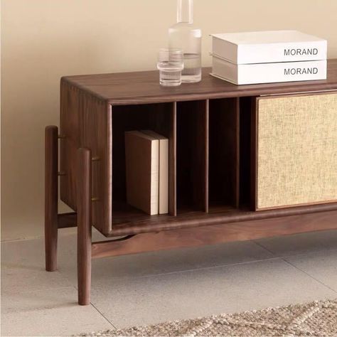 Japandi Credenza, Diy Interior Furniture, Vinyl Record Furniture, Record Player Cabinet, Furniture Design Chair, Furniture Details Design, Furniture Showroom, Furniture Details, Furniture Inspiration