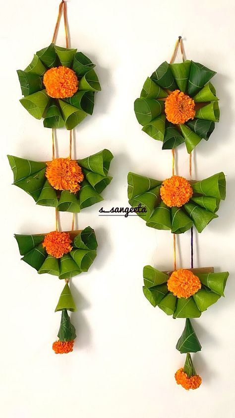 Festivals are approaching and I’m all about infusing positive vibes and divinity into our Pooja setup using natural elements. Mango leaves… | Instagram Pooja Setup, Paper Flower Garland, Flower Garland Diy, Simple Flower Rangoli, Mango Leaves, Mandir Decoration, Home Flower Decor, Ganpati Decoration At Home, Rangoli Designs Simple Diwali