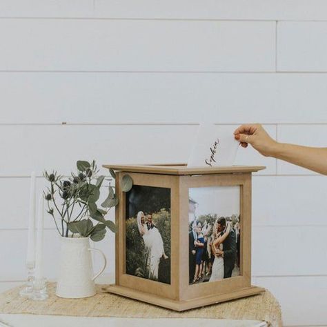 Photo Card Box, Wedding Card Boxes, Money Card Box, Box Wedding Card, Diy Card Box, Rustic Card Box, Rustic Card Box Wedding, Wedding Keepsake Boxes, Money Box Wedding