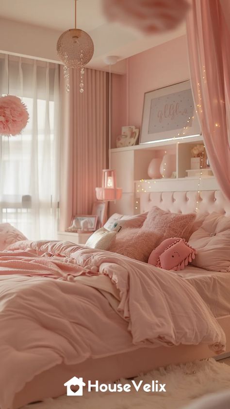 Girly Glamour Girls Pink Bedroom Ideas, Teenage Girls Bedroom Ideas, Girls Pink Bedroom, Girly Room Decor, Pink Bedroom Ideas, Glamourous Bedroom, Pink Bedroom For Girls, Teen Bedroom Designs, Teenage Room