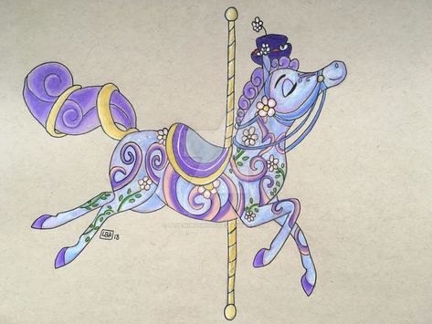 Disney Carousel Pictures, Mary Poppins Carousel Horse, Mary Poppins Decor, Mary Poppins Tattoo, Mary Poppins Carousel, Carousel Horse Tattoos, Disney Horses, Circus Illustration, Mary Poppins Party