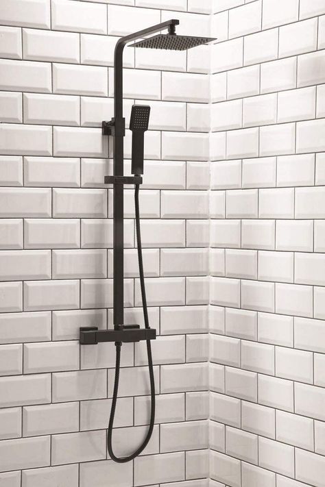 Black Shower Fixtures, Black Bathroom Fixtures, Bathroom Shower Heads, Adjustable Shower Head, Shower Fixtures, Bathroom Design Inspiration, Bathroom Remodel Shower, Small Bathroom Ideas, Black Shower