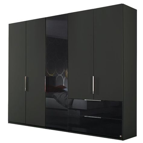 Modern Black Closet, Wall Cupboard Designs, Modern Bedroom Wardrobe Design, Sonali Singh, Black Wardrobe Closet, Japanese Closet, Modern Bedroom Wardrobe Ideas, 5 Door Wardrobe, Modern Bedroom Wardrobe