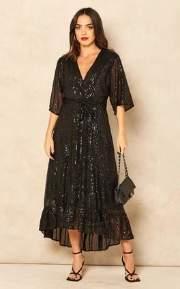 Sequin Plunge Maxi Dress In Black by Bella and Blue Plunge Maxi Dress, Fitted Gowns, Black Dress Prom, Party Dresses Online, Gold Sequin Dress, Black Sequin Dress, Black Sheath Dress, Sparkly Dress, Daily Dress