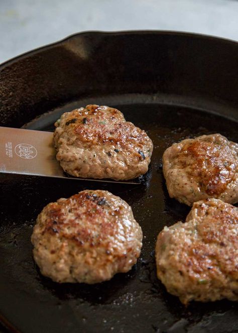 A combination of ground turkey and pork is my favorite and with a little maple syrup and spices, you can have Homemade Breakfast Sausage in mere minutes. keviniscooking.com Pork Sausage Patties, Homemade Burger Patties, Pork Breakfast, Breakfast Sausage Patties, Pork Sausage Recipes, Pork Breakfast Sausage, Homemade Breakfast Sausage, Homemade Sausage Recipes, Sausage Seasoning