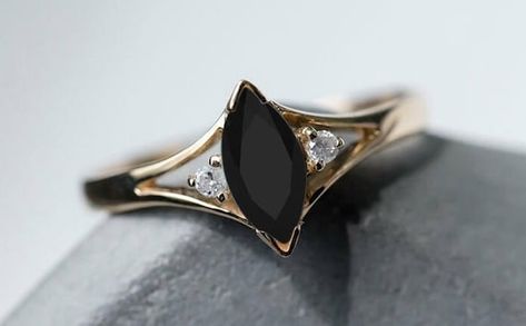 Marquise Black Onyx Gold Vermeil Ring Silver Ring Marquise | Etsy Black Onyx Ring Gold, Obsidian Ring, Onyx Engagement Ring, Black Engagement Ring, Ring Marquise, Marquise Ring, Ringe Gold, Black Ring, Black Onyx Ring