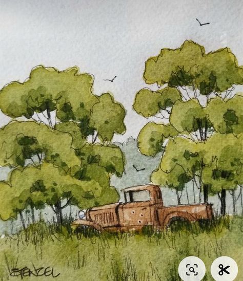 Watercolor Farm Landscape, Watercolor Barns, Watercolor Farm, Watercolor House Painting, Abstract Watercolor Landscape, Watercolour Inspiration, Diy Watercolor Painting, Watercolor Paintings Easy, Watercolor Landscape Paintings