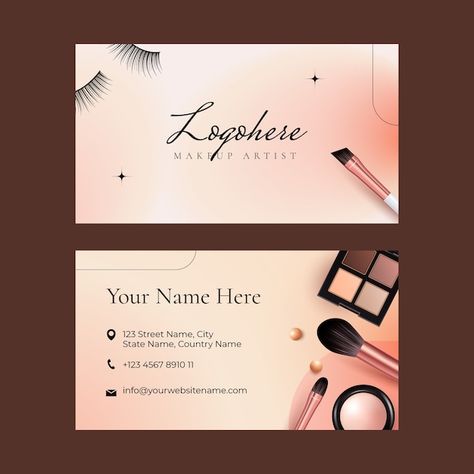 Makeup Artist Visiting Card Ideas, Make Up Artist Visiting Cards Design, Business Card Design Makeup Artist, Make Up Business Cards, Visiting Card Ideas Business, Makeup Artist Cards Business, Visiting Card For Makeup Artist, Business Card For Makeup Artist, Cosmetics Business Card