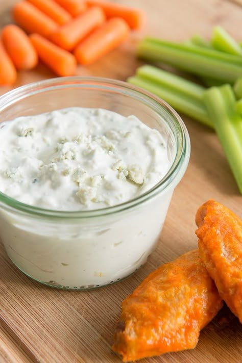 Blue Cheese Dip - Chicken Wing Dip - Fifteen Spatulas Blue Cheese Dipping Sauce, Chicken Wing Dip, Blue Cheese Recipes, Chicken Wing Sauces, Blue Cheese Dip, Blue Cheese Sauce, Buffalo Chicken Wings, Chicken Dips, Cheese Dip