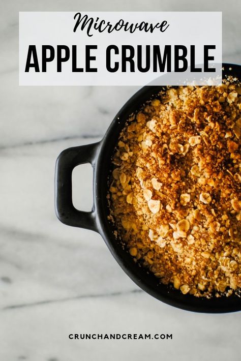 this microwave apple crumble is a perfect single-serving dessert for one that comes together in under 10 minutes. It's quick, easy and is a perfect winter dessert. it's also great for college students. Apple Crumble For One, Homestead Baking, Microwave Apple, Dessert For One, Quick Apple Dessert, Microwave Apples, College Recipes, Microwave Dessert, Winter Dessert