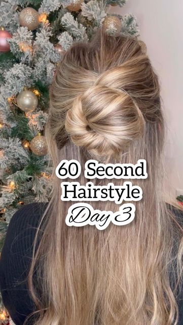 Half Up Dos For Medium Hair, Half Down Bun Hairstyles, Knotted Bun, Half Up Half Down Bun, Down Bun, Holiday Updo, Half Bun Hairstyles, Half Up Bun, Two Buns