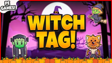 Witch Tag: A Spooky Halloween Warm-Up Game for Elementary PE Halloween Tag Games Pe, Elementary Pe Halloween Games, Halloween Elementary Pe Games, Halloween Pe Activities For Kids, Halloween Pe Games For Kindergarten, Halloween Games For Prek, Halloween Gym Games For Kids, Active Halloween Games For Kids, Halloween Physical Education Games