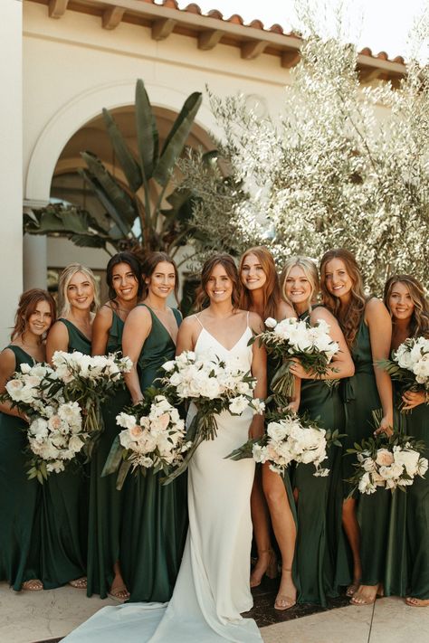 Olive Green Bridesmaid Dresses, Forest Green Wedding, Monarch Beach Resort, Dark Green Wedding, Olive Green Weddings, Dark Green Bridesmaid Dress, Green Themed Wedding, Emerald Green Weddings, Green Wedding Colors