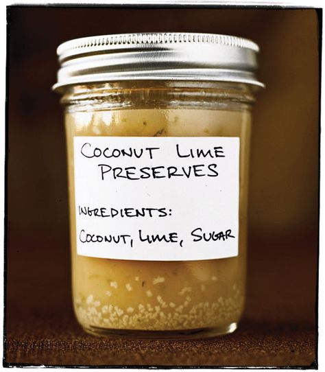 Coconut Lime Preserves | SAVEUR Lime Preserves, Dehydrate Recipes, Savory Jam, St Barths, Frozen Cherries, Jam And Jelly, Canned Peaches, Jelly Recipes, Meals In A Jar