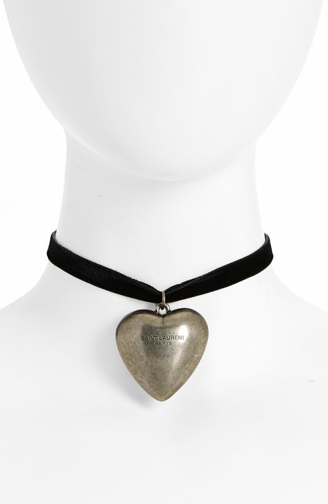 Saint Laurent Oversize Heart Pendant Choker Necklace available at #Nordstrom Pendant Choker Necklace, Heart Choker Necklace, Pendant Choker, Heart Choker, Detailed Jewelry, Funky Jewelry, Full Of Love, Girly Jewelry, Jewelry Inspo