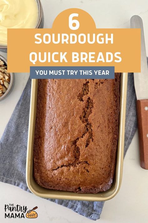 6 delicious sourdough quick bread recipes you must try! From sourdough banana bread to sourdough gingerbread there's something here for you! Sourdough Quick Bread, Sweet Sourdough Bread Recipe, Sourdough Gingerbread, Sourdough Banana Bread, Sourdough Banana, Pumpkin Spice Bread, Kefir Recipes, Spice Bread, Irish Soda Bread Recipe