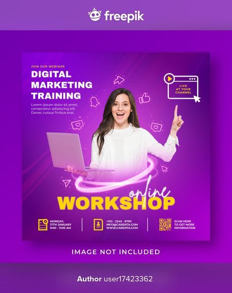 Webinar Poster, Study Poster, Workshop Poster, Facebook Poster, Instagram Banner, Social Media Advertising Design, Digital Marketing Design, Social Media Poster, Digital Marketing Training