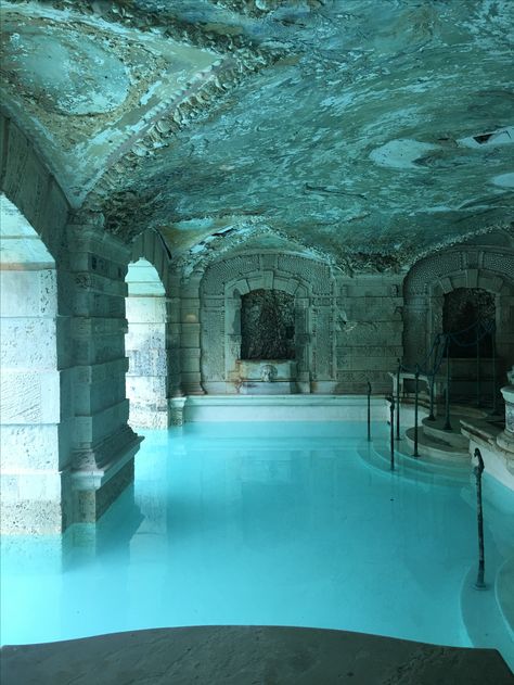 Mermaid Mansion, Cave Swimming Aesthetic, Underwater Castle Interior, Indoor Pool Architecture, Ancient Swimming Pool, Underground Pool, Underwater Crystal Cave, Ashford Estate, Inside Pool