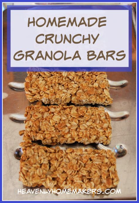 Homemade Crunchy Granola Bars | Heavenly Homemakers Crunchy Granola Bar Recipe, Homemade Crunchy Granola, Nature Valley Crunchy Granola Bars, Crunchy Granola Bars, Nature Valley Granola, Gluten Free Pecan, Cinnamon Granola, Granola Recipe Bars, Gluten Free Breakfast