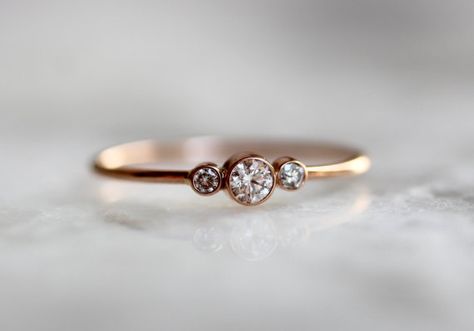 14k Triple Diamond Ring Three Diamond Ring Solid Gold Stacking Rings Diamond, Triple Diamond Ring, Three Diamond Ring, Dainty Engagement Ring, Engagement Ring Dainty, Dainty Engagement, Dainty Engagement Rings, Marquise Diamond Ring, Geode Earrings