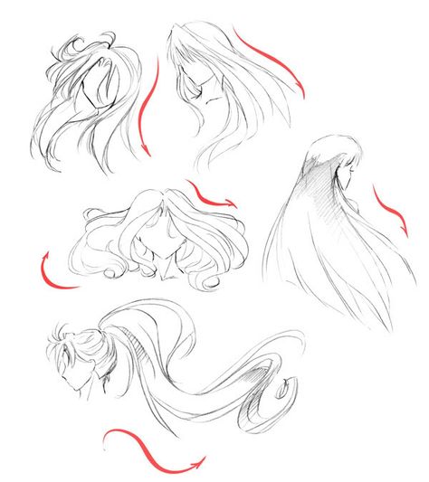 Hair Flow Reference Drawing, Anime Hair Flowing In The Wind, Long Hair Flowing In The Wind, Long Flowing Hair Reference, Hair Flowing In Wind Drawing Reference, Long Hairstyles Drawing Reference Female, Long Hair Anime Reference, Long Hair Drawing Reference Side View, Hair In The Wind Drawing Reference