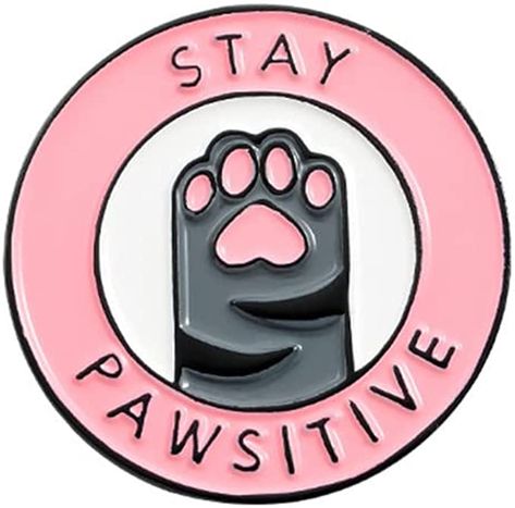 Paw Cartoon, Stay Pawsitive, Cat Spirit, Cat Enamel Pin, Bag Pins, Animal Bag, Paw Design, Enamel Badges, Cartoon Letters