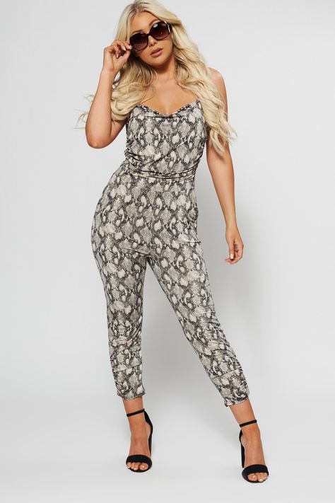 Matilda Snakeskin Print Jumpsuit (Taupe/Black) 2011 Fashion, Jumpsuits And Rompers, Print Jumpsuit, Cute Rompers, Printed Jumpsuit, Snakeskin Print, Black Jumpsuit, Matilda, All About Fashion