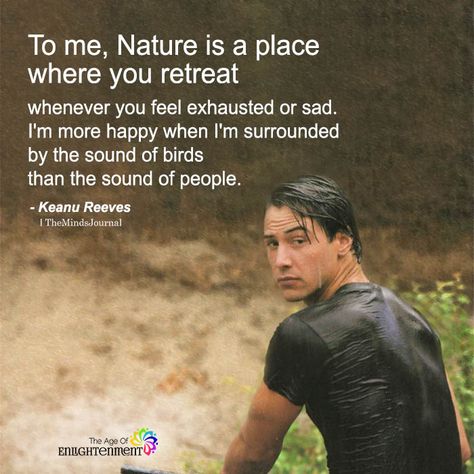 To Me, Nature Is A Place Where You Retreat - https://themindsjournal.com/to-me-nature-is-a-place-where-you-retreat/ Sanctuary Quotes, Retreat Quotes, What Is Anger, Cop Quotes, Spiritual Seeker, Keanu Reeves Quotes, Quote Unquote, Song Words, Uncommon Words