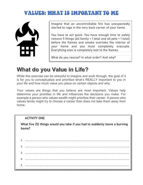 Core Values Worksheet, Values Clarification, Values Worksheet, Family Therapy Activities, Moral Development, Anger Worksheets, Symmetry Worksheets, Classroom Preparation, Summative Assessment