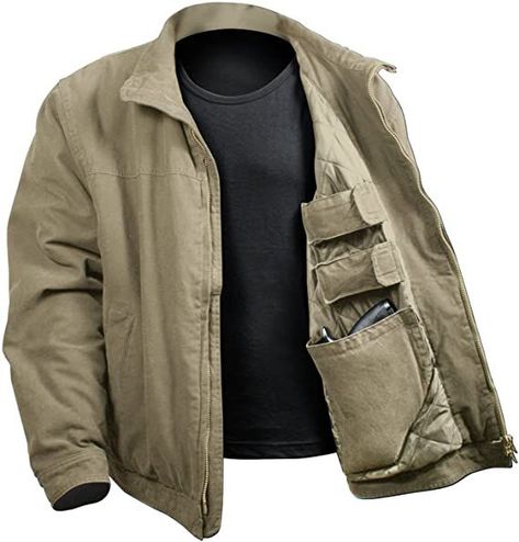 Rothco 3 Season Concealed Carry Jacket Concealed Carry Men, Concealed Carry Jacket, Tactical Jacket, Khaki Jacket, Tactical Clothing, Waist Strap, Soft Shell Jacket, Survival Gear, Cotton Jacket