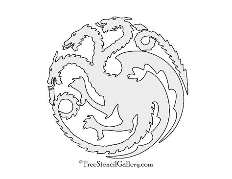 Game of Thrones - House Targaryen Sigil Stencil - Not sure if I can pull this off but I'll try House Targaryen Sigil, Game Of Thrones Sigils, Pumpkin Carving Stencils Templates, Targaryen Sigil, Game Of Thrones Cake, Game Of Thrones Party, Pumpkin Template, Game Of Thrones Dragons, Geek Crafts