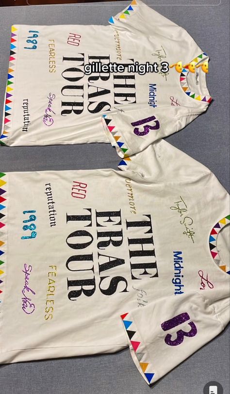 Taylor Swift All Eras Outfit, Taylor Swift Concert Outfit Easy, Taylor Swift Eras Tour Outfits Comfy, Junior Jules Taylor Swift Shirt, Homemade Taylor Swift Shirts, Taylor Swift T Shirt Diy, Swiftie Shirt Ideas, Eras Tour Shirt Outfit, Diy Eras Tour Shirt