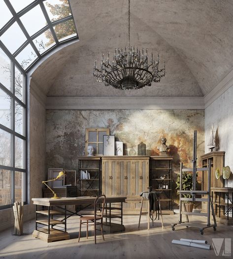 Industrial Loft Decor, Loft Designs, Studio Apartment Design, Art Studio Design, Vintage Industrial Decor, Loft Decor, Eclectic Bedroom, Loft Living, Workspace Inspiration