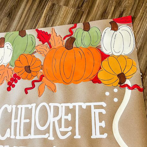 This banner is giving cozy fall vibes! 🍂🍁🥂💍 - - - *please do not replicate* #bachelorette #fall #fallvibes #art #cozy #sweaterweather #falldecor #banner #banners #butcherpaperbanner Thanksgiving Brown Paper Banner, Thanksgiving Butcher Paper Sign, Friendsgiving Brown Paper Banner, Thanksgiving Banner Painted, Friendsgiving Banner Painted, Thanksgiving Painted Banner, Butcher Paper Birthday Banner, Butcher Paper Banner, Friendsgiving Sign