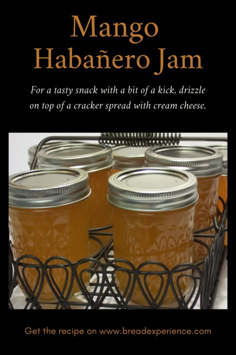 Mango Hot Pepper Jelly, Mango Pepper Jam, Mango Jalapeno Jelly, Mango Habanero Jam For Canning, Apricot Habanero Jam, Habanero Jam Recipes, Pear Habanero Jam, Habanero Mango Jelly, Mango Habanero Jelly Recipe