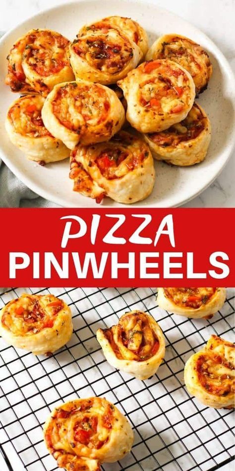 These pizza pinwheels are an absolute hit as an appetiser or a snack.  They're easy to prepare and simple to customise with your favourite ingredients.  They also freeze beautifully, so you can make ahead.  You'll want to make this irresistible pizza pinwheel recipe again and again.     #pizzapinwheels #pinwheels Pizza Pin Wheel Recipes, Pizza Pinwheel Recipes, Simple Savoury Snacks, Pastry Pinwheel Recipes, Pizza Pinwheels Puff Pastry, Savory Pinwheel Recipes, Puff Pastry Pinwheel Recipes, Puff Pastry Kids Recipes, Kids Pinwheels Roll Ups