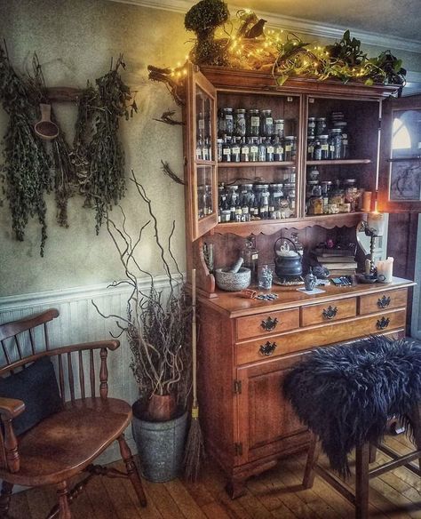 Studio Space Ideas, Space Vibes, Witchy House, Witchy Kitchen, Apothecary Decor, Witch Room, Witch Cottage, Deco Nature, Herbal Apothecary