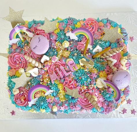 Frosted Bespoke Bakery’s Instagram profile post: “Unicorn and rainbow sheet cake for the sweetest little 2 year old” Unicorn Birthday Cake Sheet, Rainbow Sheet Cake, Unicorn Sheet Cake, Rainbow Unicorn Cake, Unicorn And Rainbow, Unicorn Birthday Cake, Cake Inspo, Unicorn Rainbow, Unicorn Cake