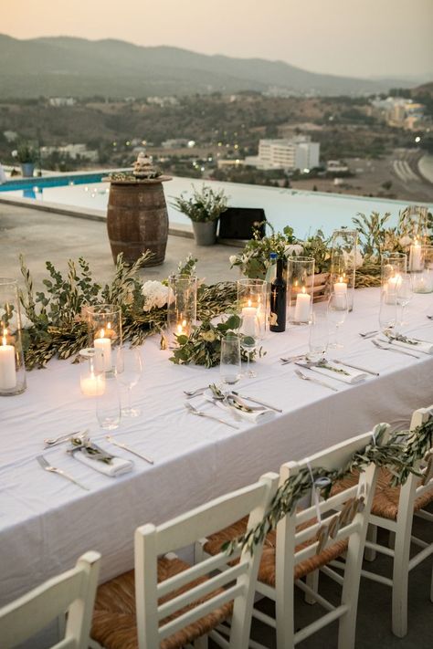 Wedding Bridal Table, Greek Wedding Candles, Outdoor Wedding Tables, Olive Branch Wedding, Greek Islands Wedding, Beach Wedding Tables, Olive Wedding, Cyprus Wedding, Mediterranean Wedding