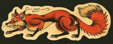 OLD SCHOOL FOX Rockabilly Tattoo, Tattoo Thoughts, Tattoo Time, Tattoo Old School, Sweet Tattoos, Tattoo Traditional, Fox Tattoo, Mermaid Tattoos, Elephant Tattoos