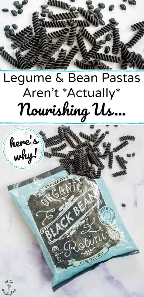 Legume and bean pastas -- like chickpea, lentil, black bean, and edamame -- are one of the latest trends in "health" food. They're touted as being higher in protein and nutrients than wheat or other gluten-free pasta. But legume and bean pasta aren't actually nourishing us... and here's why. #allthenourishingthings #healthtopics #glutenfree #glutenfreepasta #pasta #beans #nourishingtraditions Ranchero Beans Recipe, Black Bean Pasta Recipes, Black Bean Pasta, Bean Noodles, Edamame Pasta, Bean Pasta Recipes, Brown Rice Pasta, Fettuccine Noodles, Pasta Alternative