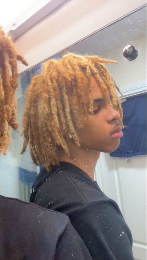 #dreadstyles #locstyles #blonde Black Guy With Blonde Locs, Blonde Dreadheads, Honey Blonde Locs Men, Honey Blonde Dreads Men, Blonde Locs Men, Blonde Dreads Men, Black And Blonde Locs, Honey Blonde Dreads, Hairstyles For Men Dreads