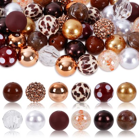 Brown Pearls, Beaded Pens, Chunky Bead Necklaces, Craft Products, Beading Tools, Bracelets Diy, Bubblegum Beads, White Cow, Color Beads