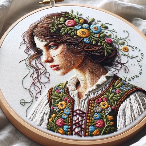 Embroidey_AIStitch (@embroidery_aistitch) • Фото и видео в Instagram In Love With Life, Portrait Embroidery, Aspects Of Life, Cute Sewing Projects, Diy Embroidery Designs, Birds Nature, Beauty Art Drawings, Punch Needle Embroidery, Thread Painting