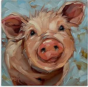 Stupell Industries Modern Pig Portrait Farm Animal Canvas Wall Art, Design by Andrea Lavery Andrea Lavery, Pig Portrait, Farm Painting, Pig Stuff, Pig Painting, Pet Projects, Afrique Art, Pig Art, Farm Art