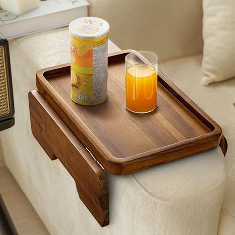 Tables For Small Spaces, Sofa Arm Tray, Couch Arm Table, Wooden Side Tables, Table Clips, Sofa Armrest, Tv Tray Table, Over The Couch, Tv Trays