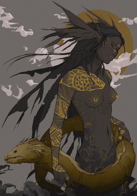 Demi God Oc, God Oc, Demi God, Dnd Art, Afro Art, Fantasy Inspiration, Creature Design, Creature Art, Fantasy Character Design